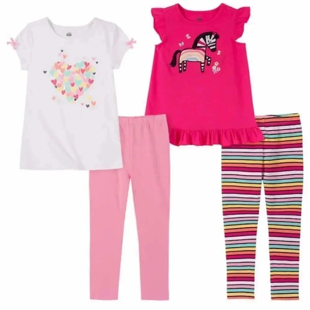 Kid's Headquarters Kids' 4-piece Set, Zebra 3T 4T 2 Shirts 2 Leggings